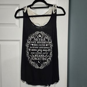 Peter Pan L black NWT tank top skull crochet back
